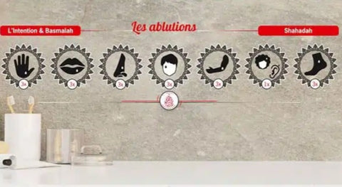 Stickers ablutions rouge noir