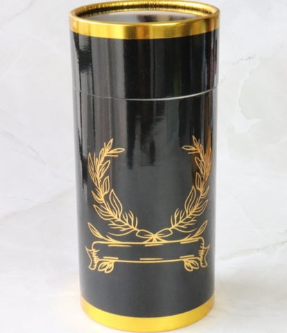 Coffret cadeau prière tapis et chapelet de luxe (boite ronde dorée) - noir