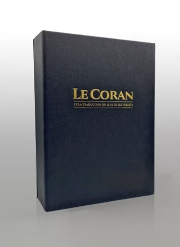 Coffret Coran bilingue noir (arabe - français) très grand format 30x21