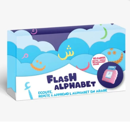 Flash alphabet bleu : Écoute, répète et apprend l'alphabet en arabe