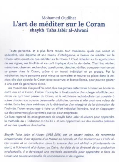L'art de méditer sur le Coran - Shaykh Taha Jabir al-Awlani/Mohamed Oudihat