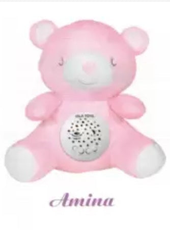 Doudou Ourson Amina Rose - Veilleuse Coranique avec détecteur de pleurs pour bébé et enfant (à partir de 0 ans)