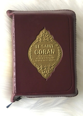 Coran bilingue de poche avec zip (14x10) hafs - couleur selon disponibilité