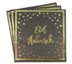 Serviettes de table Eid Mubarak (20pk) - Noir et doré