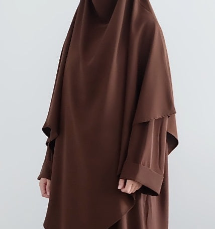 Khimar Umm Hafsa de couleur marron (80 cm/ 1.20 m)